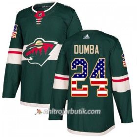 Män Ishockey Minnesota Wild Tröja Matt Dumba 24 Adidas 2017-2018 Grön USA Flag Fashion Authentic